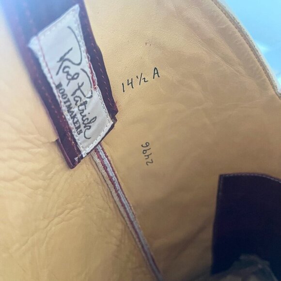 Rod Patrick Mens Cowboy Boots 14.5A Brown Mocha Bison Leather Western Square Toe - Picture 9 of 11